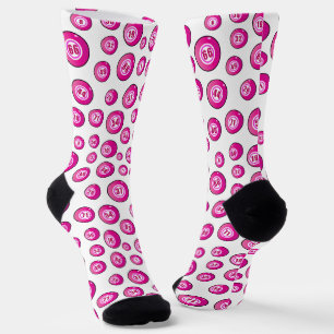 Bingo Balls Fun Pink White Lotto Socks