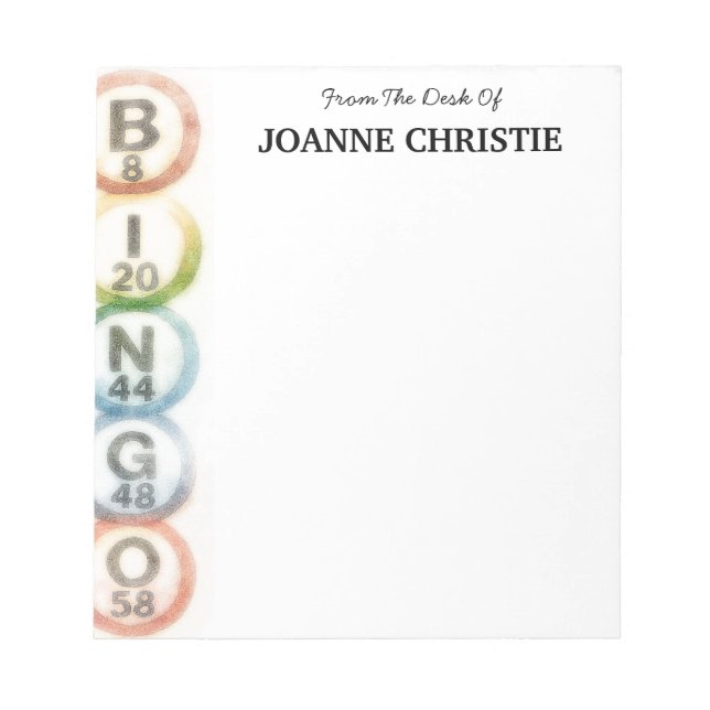 Bingo Balls Personalized Notepad (Front)
