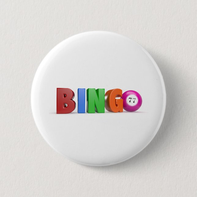 bingo balls with numbers set 6 cm round badge (Front)