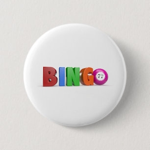 bingo balls with numbers set 6 cm round badge