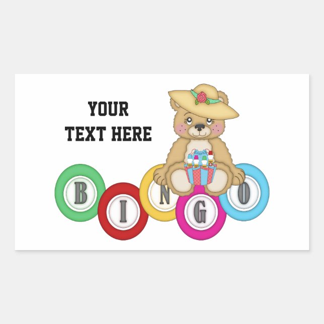 Bingo Bear (personalised) Rectangular Sticker (Front)