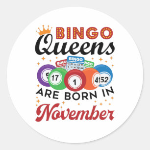 Bingo Birthday Women November Classic Round Sticker