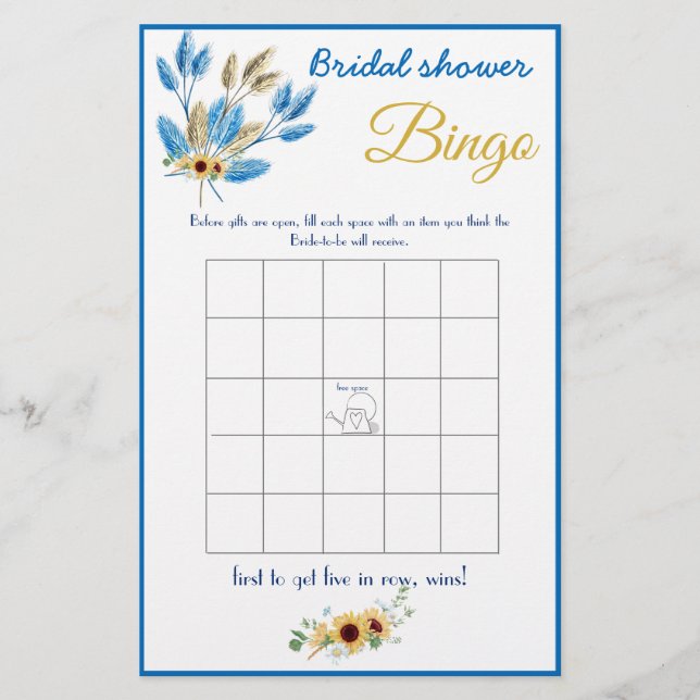 Bingo Bridal Shower Game Card Flyer (Front)