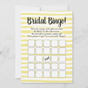 Bingo Bridal Shower Game Yellow White Invitation