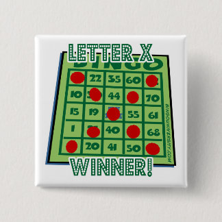 Bingo Button Letter "X" Winner!