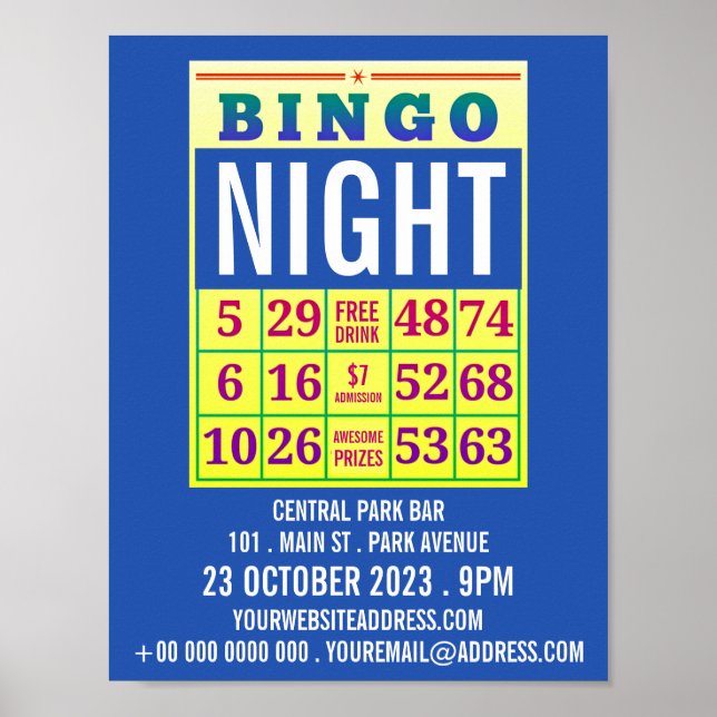 Bingo Card, Bingo Night Advertising Poster (Front)