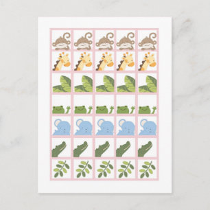 Bingo Card Markers Safari Jungle Animals Pink