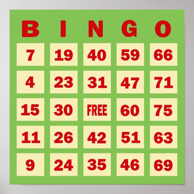 Bingo Card Poster (Front)