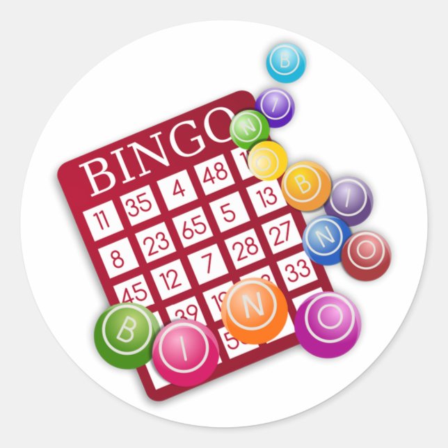 BINGO Card with BINGO Balls Classic Round Sticker (Front)
