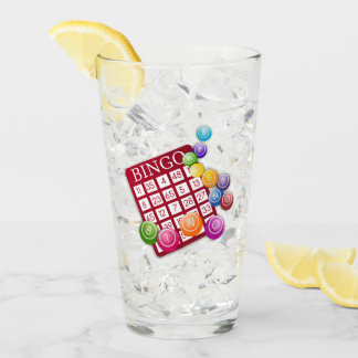 BINGO Card with BINGO Balls Glass