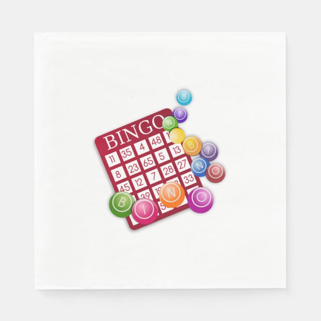 BINGO Card with BINGO Balls Napkin (Front)