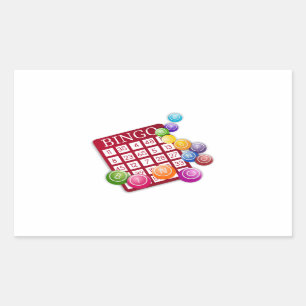 BINGO Card with BINGO Balls Rectangular Sticker