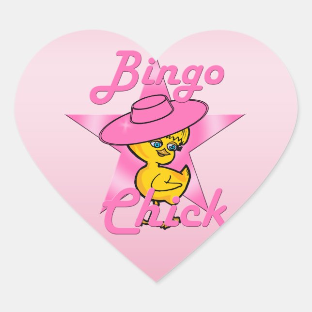 Bingo Chick #8 Heart Sticker (Front)