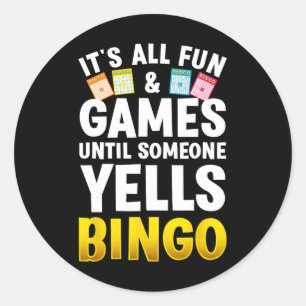 Bingo Design For Men Women Bingo Novelty Gamble Bi Classic Round Sticker
