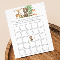 Bingo Game Animals Baby Shower Flye