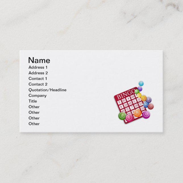 Bingo Game Business Card (Front)