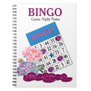 Bingo Game Night Notes Pink Flowers Notebook
