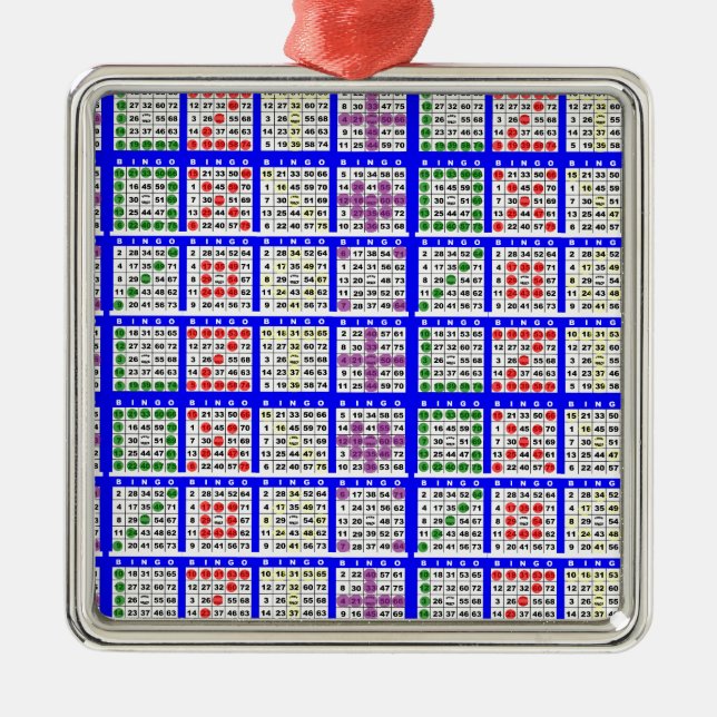 Bingo Game Patterns Large Grid Metal Tree Decoration (Front)