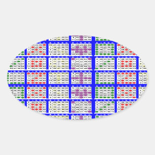 Bingo Game Patterns Large Grid Oval Sticker