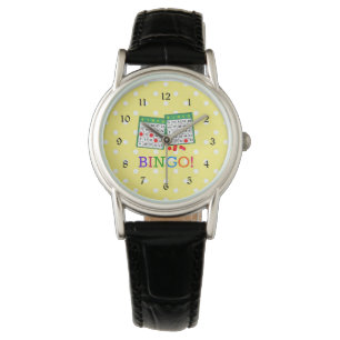 Bingo! Green and White Bingo Cards on Yellow Watch