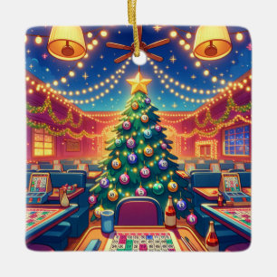 Bingo Hall Christmas Tree With Bingo Balls Ceramic Ornament