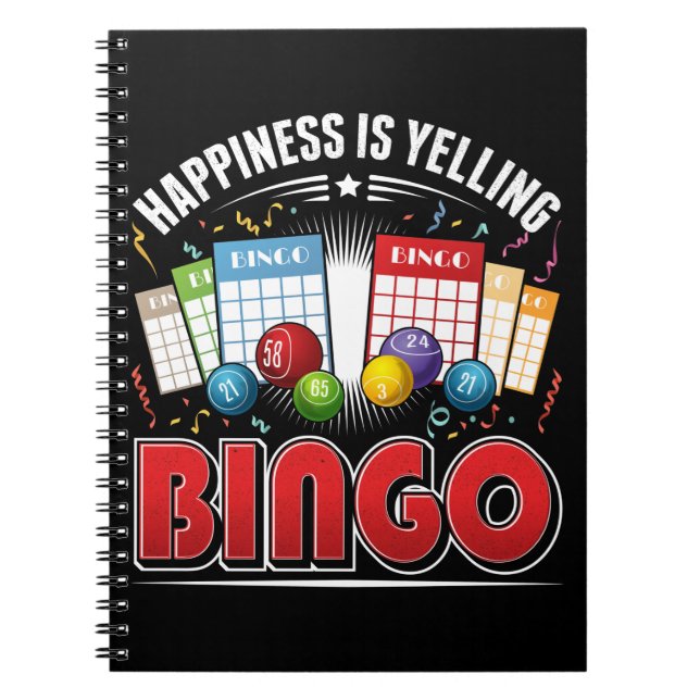 Bingo Happiness Men Women Funny Bingo Player Notebook (Front)