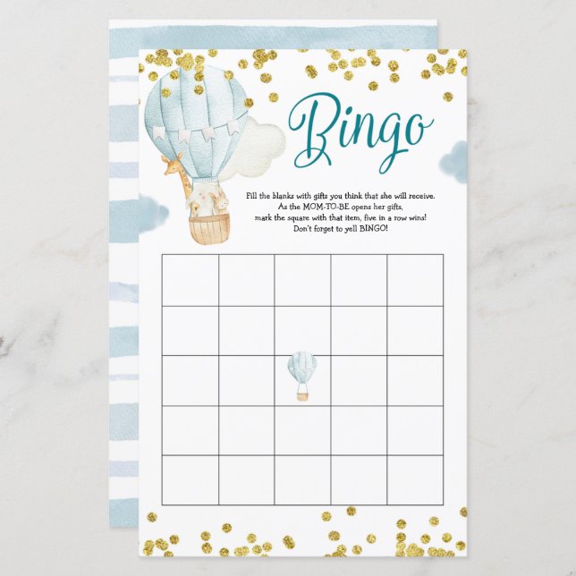 Bingo Hot Air Balloon Jungle Baby Shower (Front/Back)