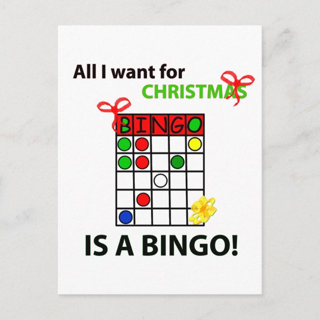 BINGO I want a bingo  for Christmas Holiday Postcard (Front)