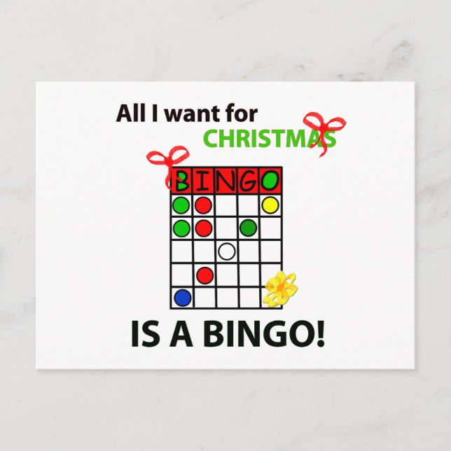BINGO I want a bingo  for Christmas Holiday Postcard (Front)