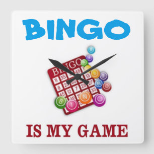 BINGO IS MY GAME SQUARE WALL CLOCK