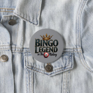 Bingo Legend Crowned in Gold Retro Typography 7.5 Cm Round Badge