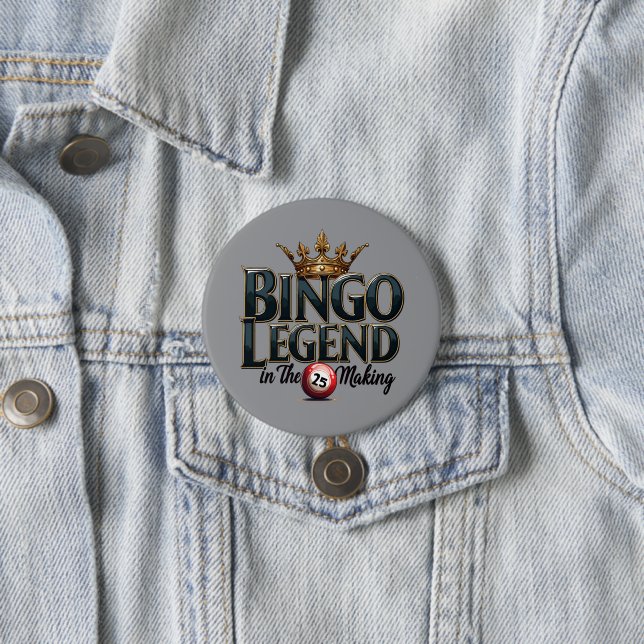 Bingo Legend Crowned in Gold Retro Typography 7.5 Cm Round Badge (In Situ)
