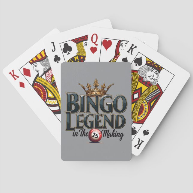 Bingo Legend Crowned in Gold Retro Typography Playing Cards (Back)