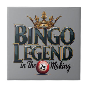 Bingo Legend Crowned in Gold Retro Typography Tile