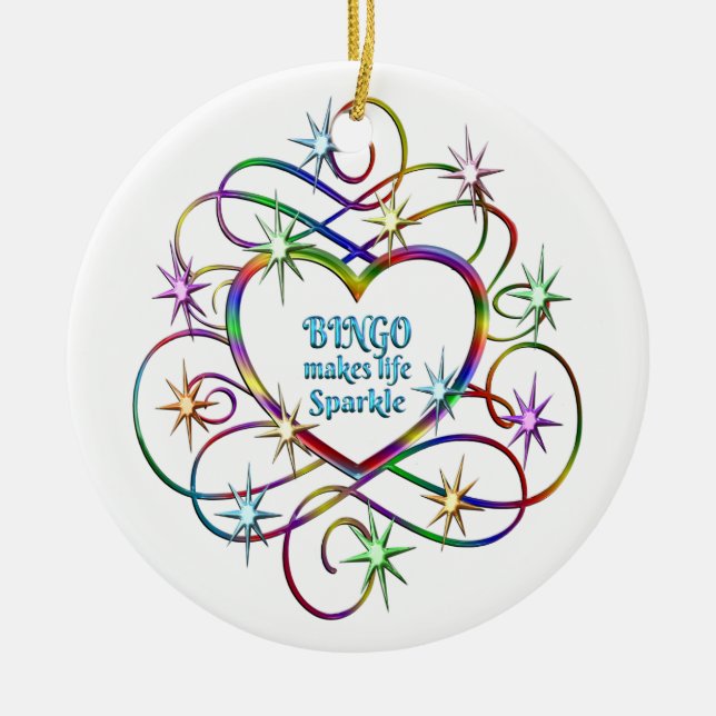Bingo Makes Life Sparkle Ceramic Tree Decoration (Front)