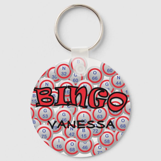 Bingo "Name" over Bingo Balls Key Ring (Front)
