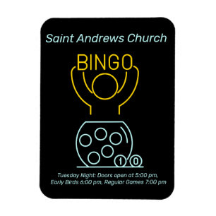 Bingo Night Neon Line Art Customisable  Magnet