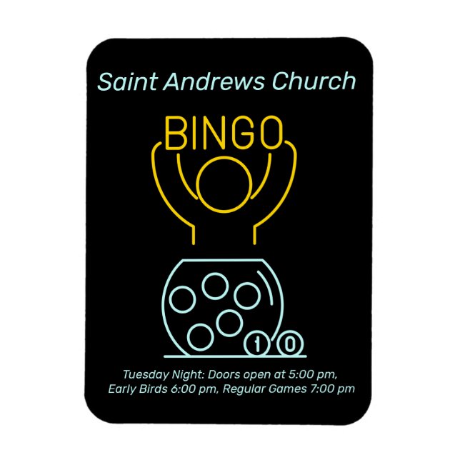 Bingo Night Neon Line Art Customisable  Magnet (Vertical)