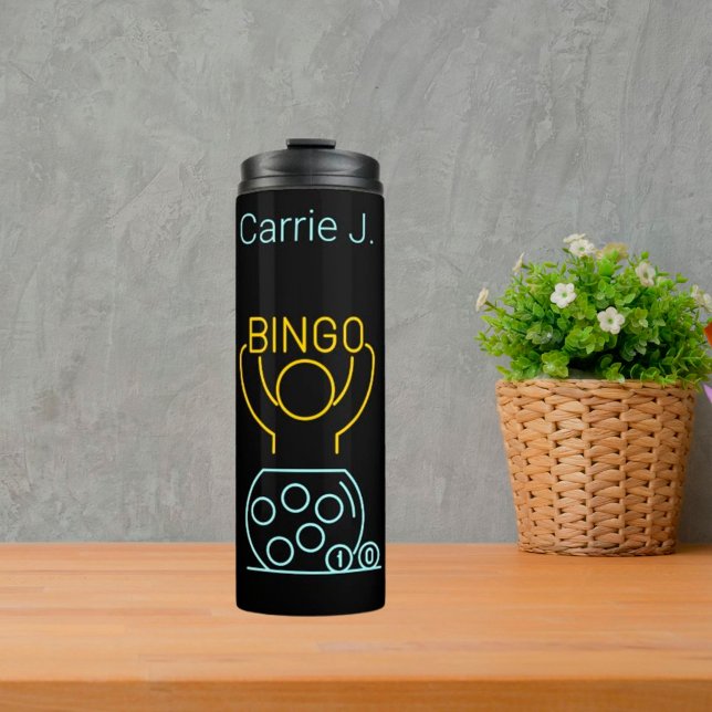 Bingo Night Neon Line Art  Personalised Thermal Tumbler (Creator Uploaded)