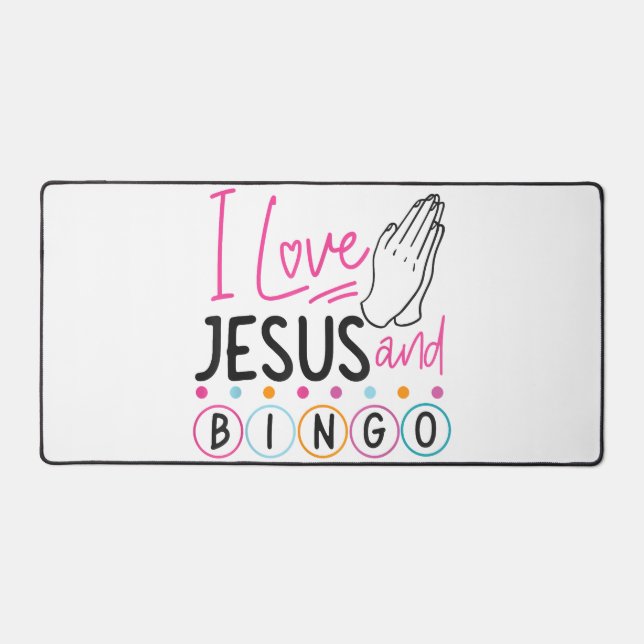 Bingo Player Jesus Faith Christian I Love Jesus An Desk Mat (Front)
