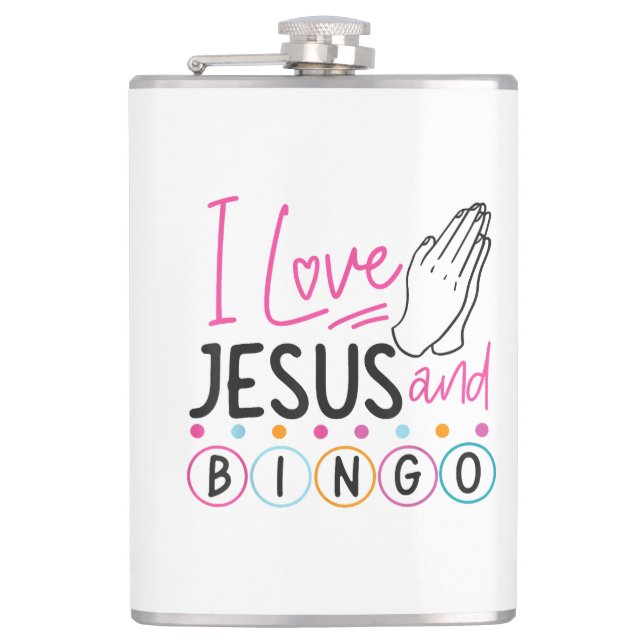 Bingo Player Jesus Faith Christian I Love Jesus An Hip Flask (Front)