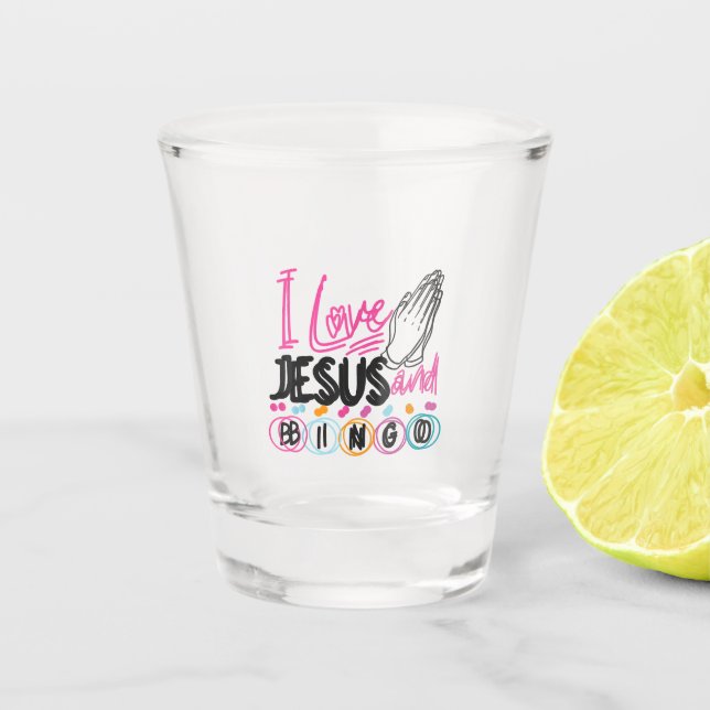 Bingo Player Jesus Faith Christian I Love Jesus An Shot Glass (Front)