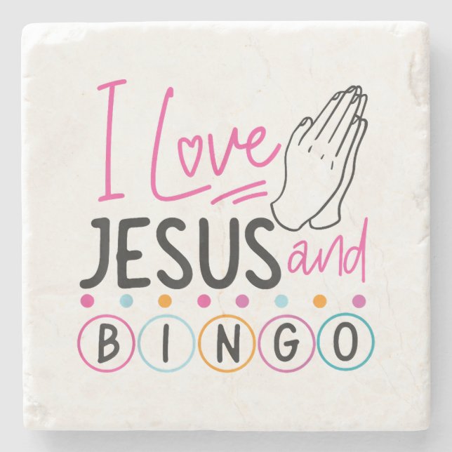 Bingo Player Jesus Faith Christian I Love Jesus An Stone Coaster (Front)