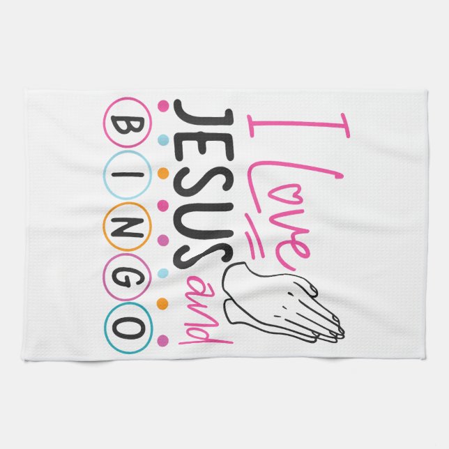 Bingo Player Jesus Faith Christian I Love Jesus An Tea Towel (Horizontal)