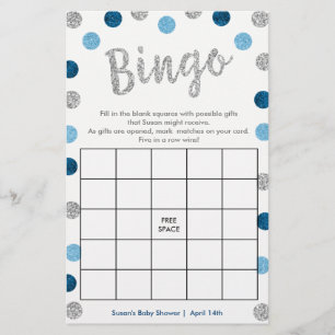 Bingo-Purse Game, 2-Sided Silver & Blue Card