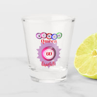 Bingo Queen Funny Personalised Birthday Shot Glass