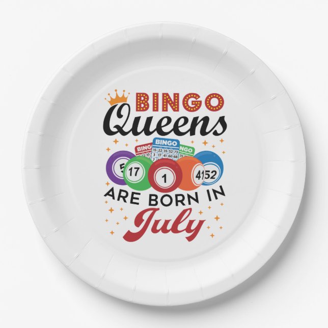 Bingo Queens Are Born in July Paper Plate (Front)