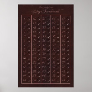 Bingo Scoreboard 75 - Zero Gravity Games (3") Poster