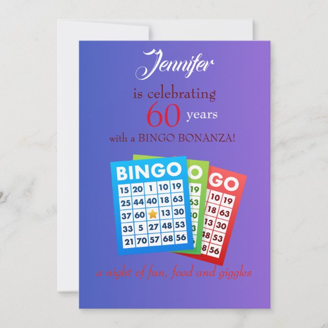 BINGO themed birthday party invitation (Front)