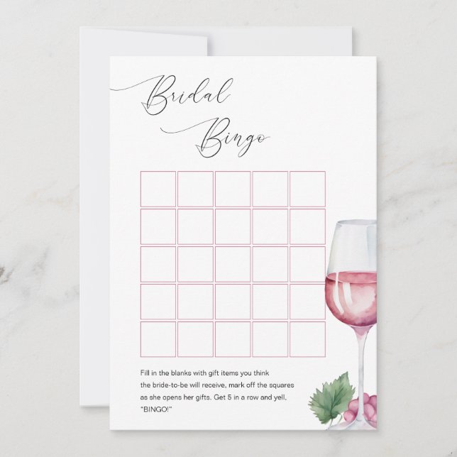 Bingo Vino before Vows Bridal Shower Game Invitation (Front)